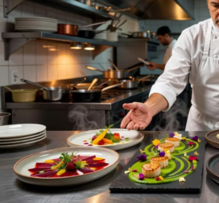 Gourmet kóstoló menü fogásai elegáns tálalásban