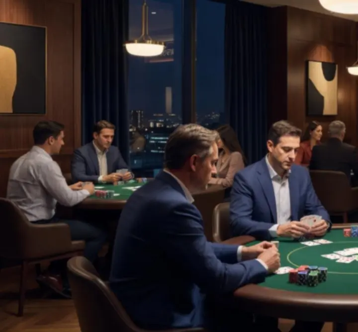 Vendégek játék közben a Magyar Resto Club póker lounge részében